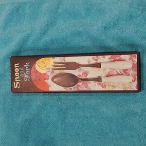 Vintage 70s Spoon and Fork Souvenir “Fabulous Las Vegas” Ceramic Handle/Wood Top